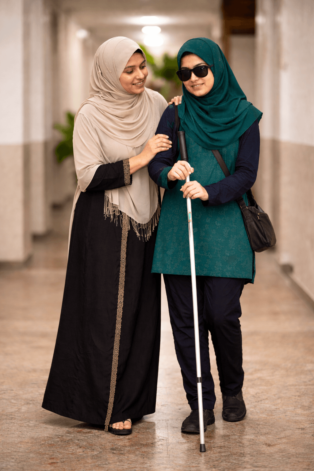 Blind students learning